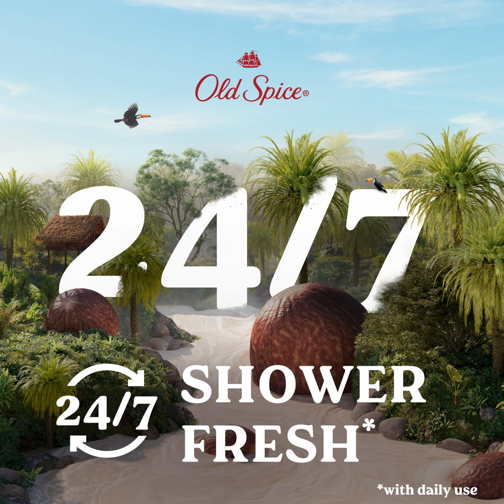 Old Spice pack of four bottles displayed together for bulk convenience benefit