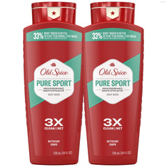 Old Spice bottle front packaging showing Pure Sport scent benefit