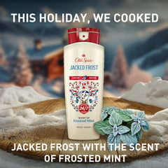 Old Spice Jacked Frost bottle staged as a stocking stuffer offering gift-ready appeal benefit