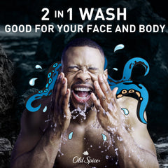 Old Spice Krakengard splash and lather on hand demonstrating rich suds