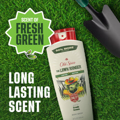 Old Spice Lawn Ranger label detail focusing on scent name and seasonal collection cue