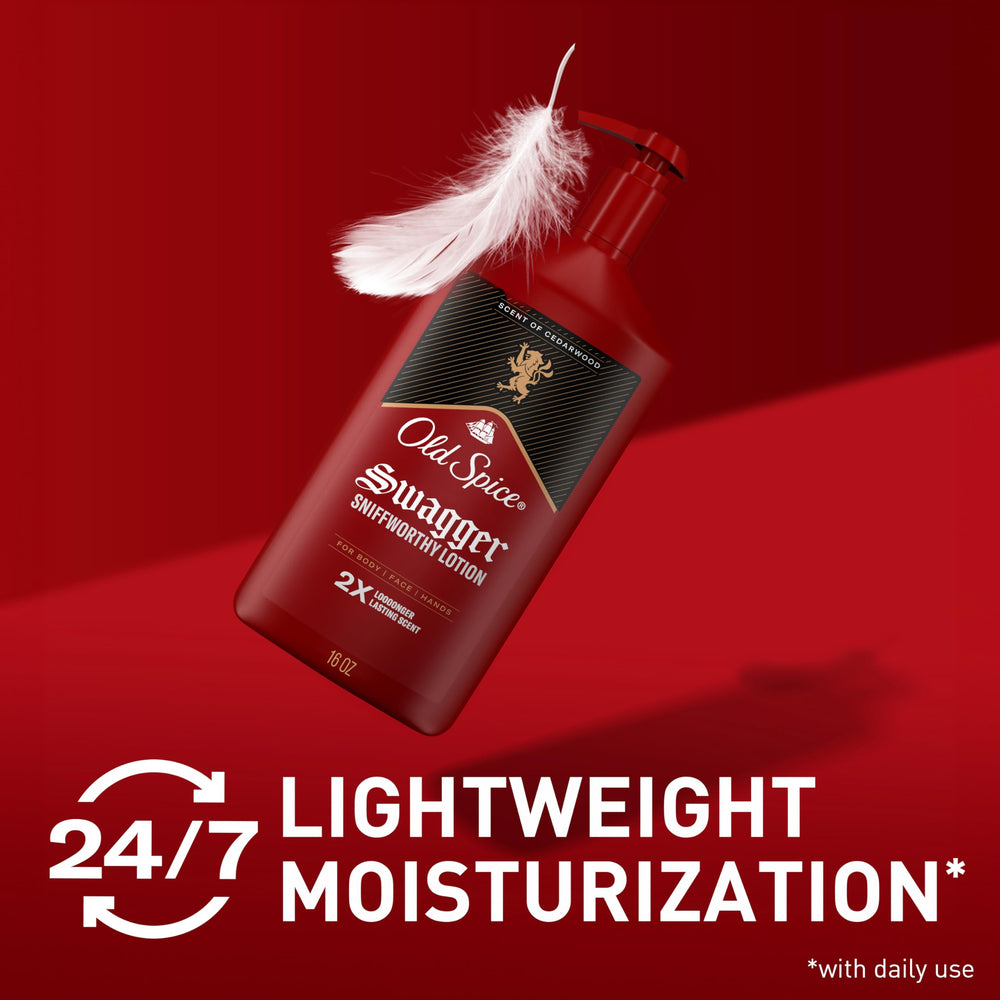 Old Spice lotion applied on hands illustrating quick hydration benefit