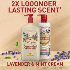 Old Spice lotion paired with Gentleman's Blend body wash showing layered scent benefit