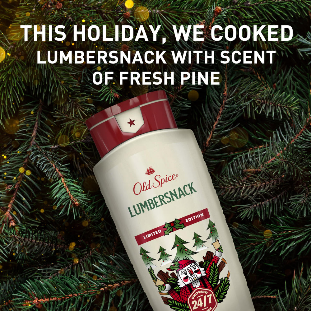 Old Spice LumberSnack wrapped as a holiday gift suggesting stocking stuffer