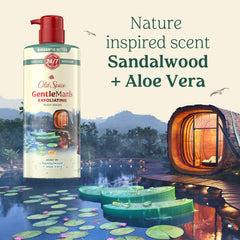 Old Spice graphic illustrating moisturizing action and skin feel