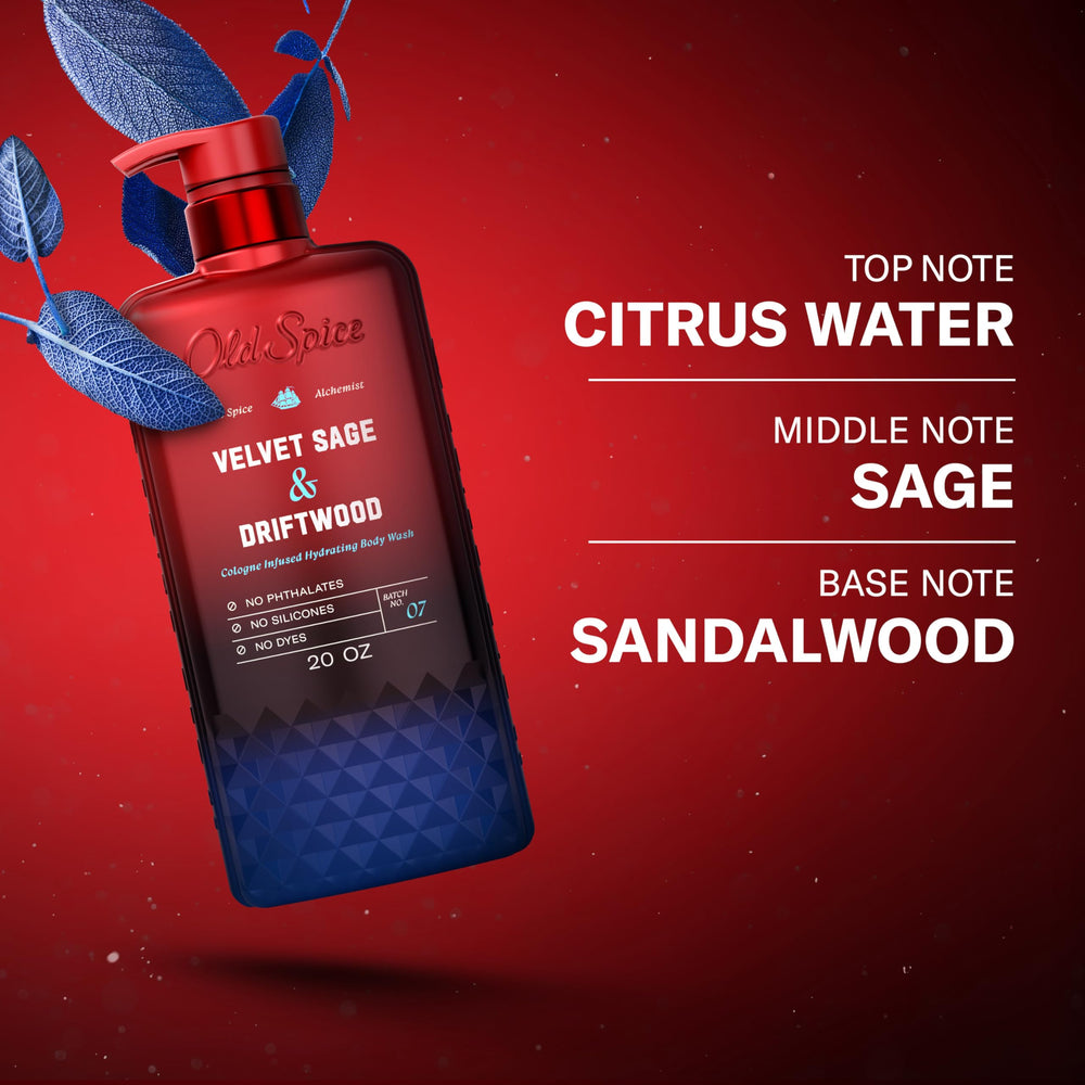 Old Spice open cap pouring wash to show easy dispense and controlled use