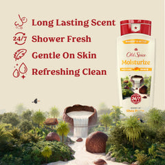 Old Spice pump dispensing creamy body wash demonstrating texture and easy application benefit