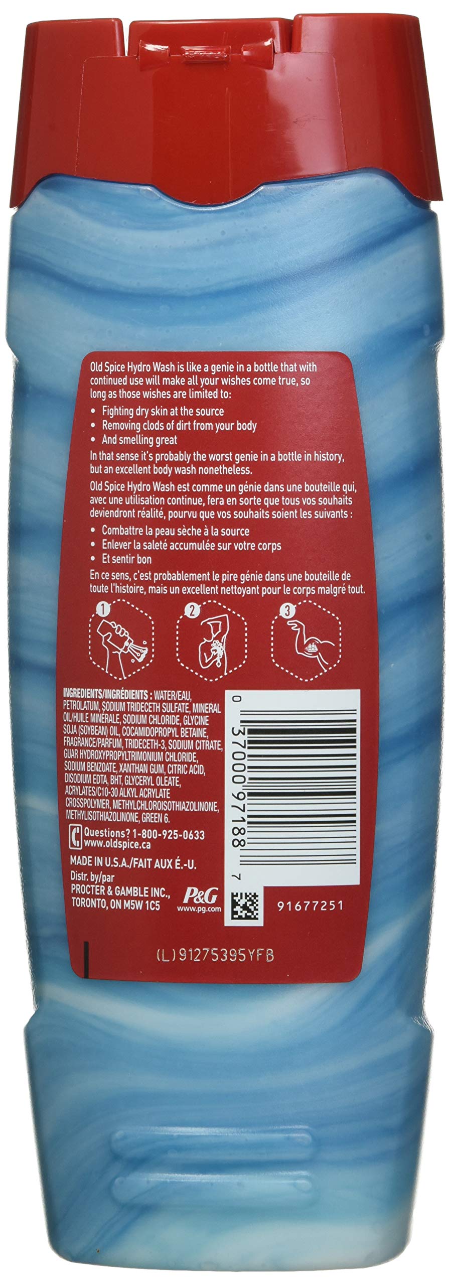 Old Spice Pure Sport Plus being used in shower, demonstrating effective cleansing