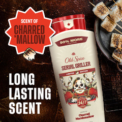 Old Spice gel pouring from bottle showing smooth texture and easy spread benefit