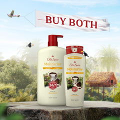 Shea butter visual with Old Spice bottle to emphasize moisturizing ingredient benefit