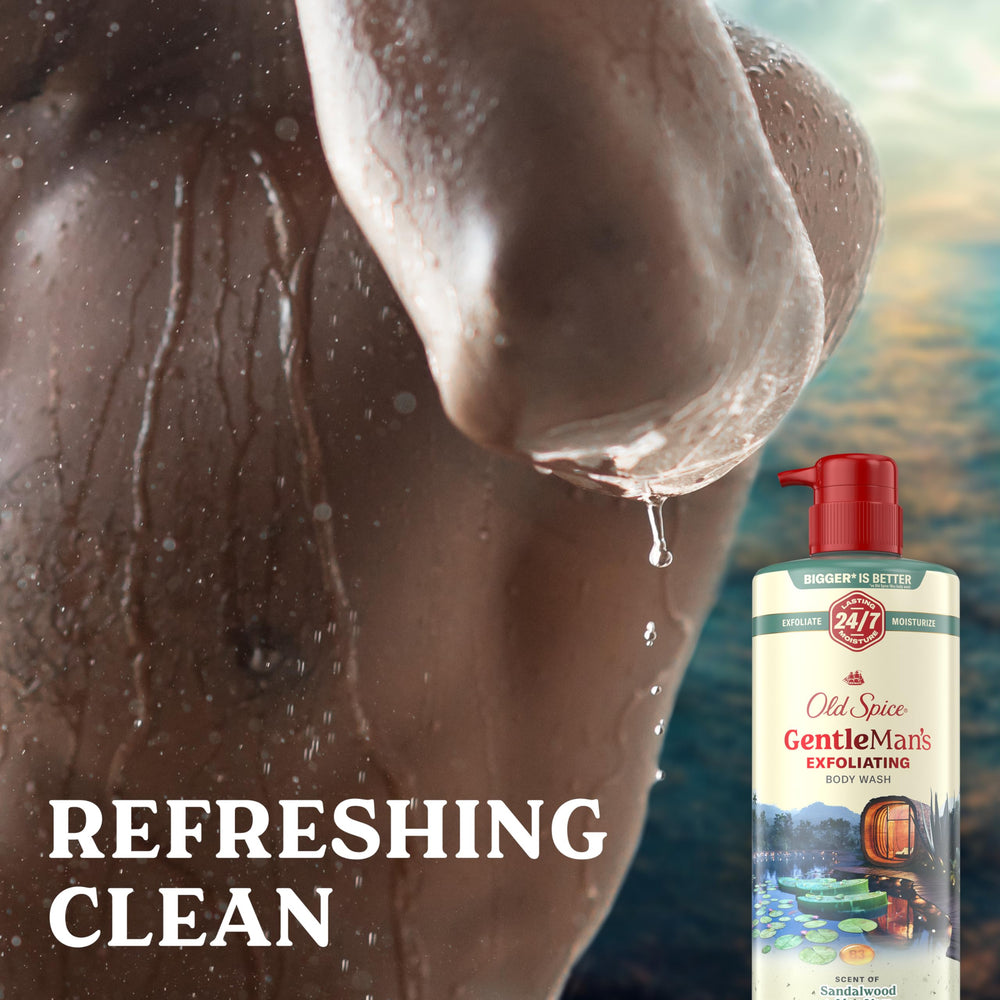 Old Spice 26 oz bottle in hand to show true size and scale