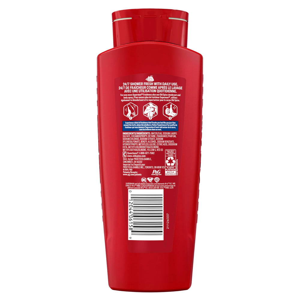 Old Spice Superman bottle staged in bathroom for fresh everyday routine