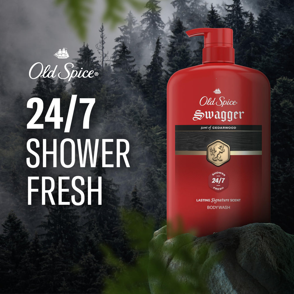 Old Spice Swagger texture poured showing rich lather and efficient cleansing