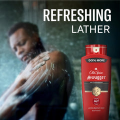 Old Spice Swagger creamy lather texture close-up for thorough cleansing