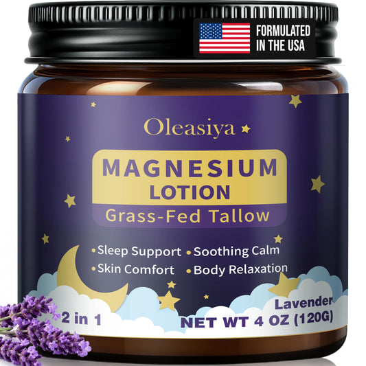 OLEASIYA front packaging showing jar and calming lavender benefit