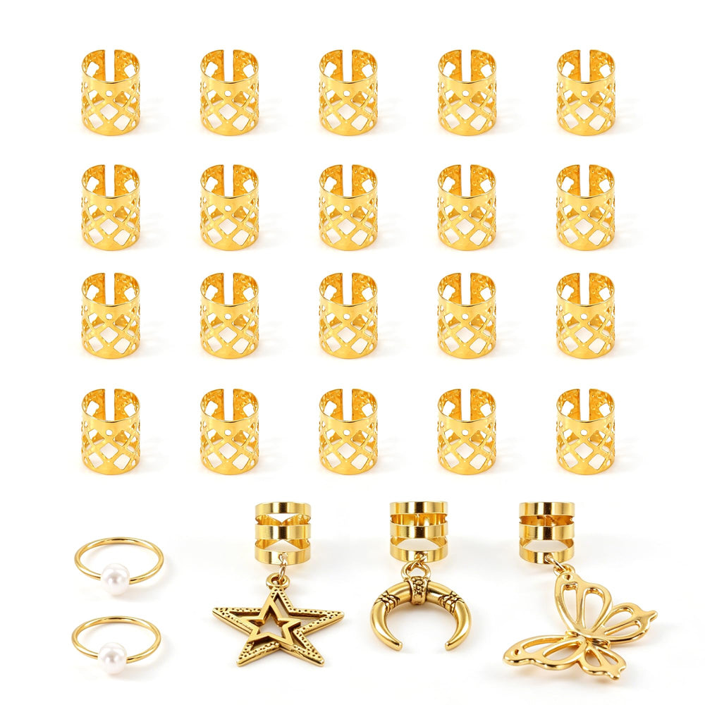 Olen front packaging showing gold hair jewelry set and benefits