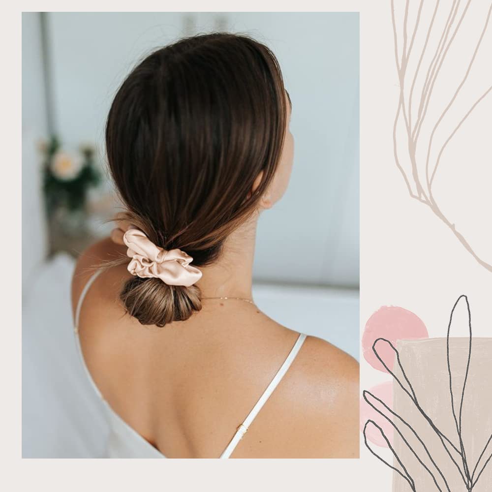 OLESILK scrunchie in hand showing compact size and travel convenience