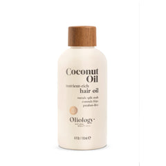 Oliology oil on a bathroom vanity as part of a daily hair routine