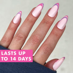 Olive & June application demo on a nail demonstrating easy step-by-step benefit
