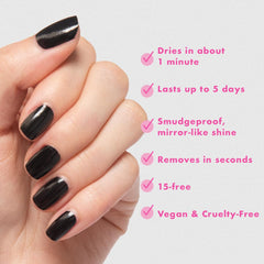 Olive & June applied manicure top view showing glossy, salon-quality nails