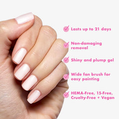 Pedicure scene with Atlas Pearly White showing long-lasting wear on toes