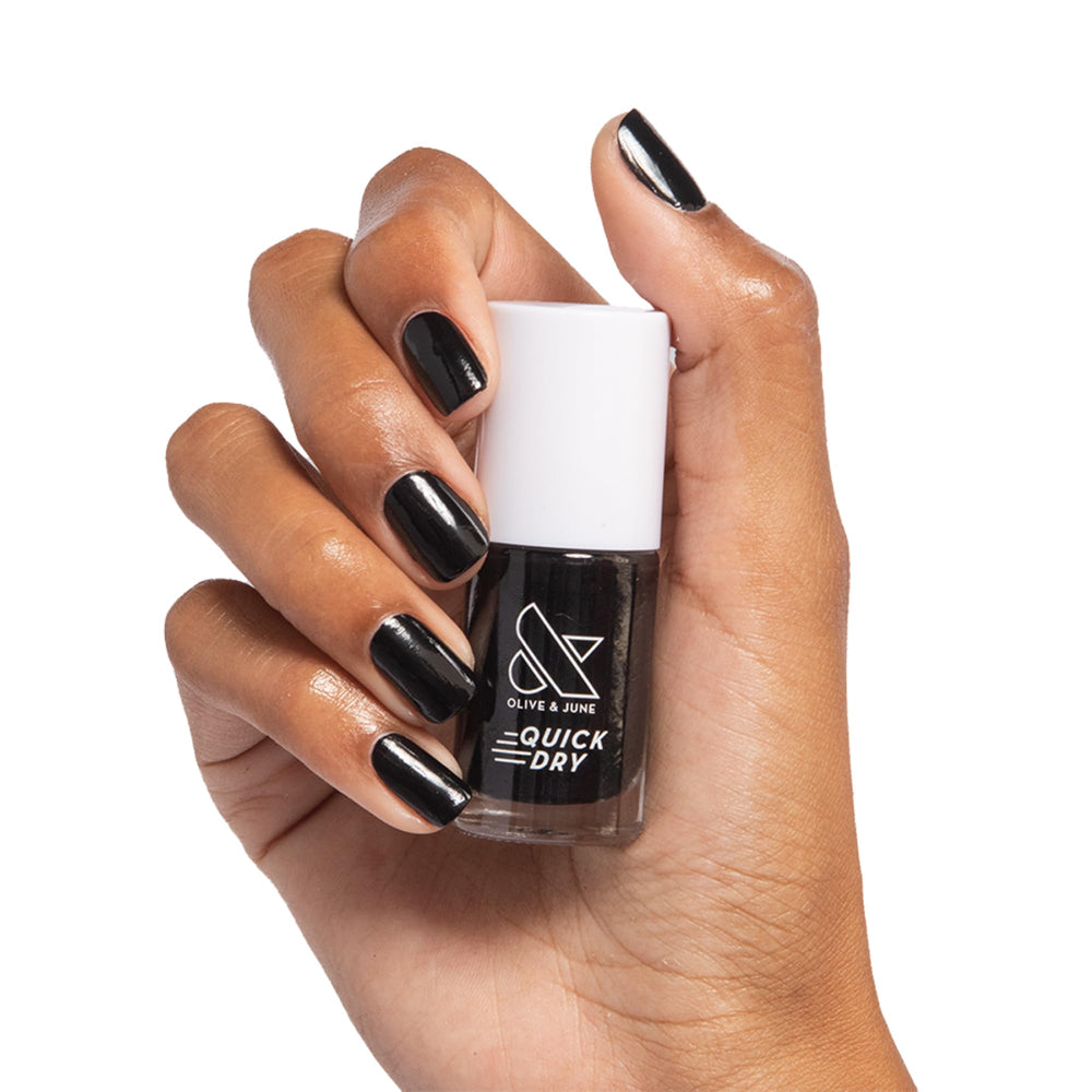 Olive & June bottle front showing Cateye Inky Black with salon shine benefit