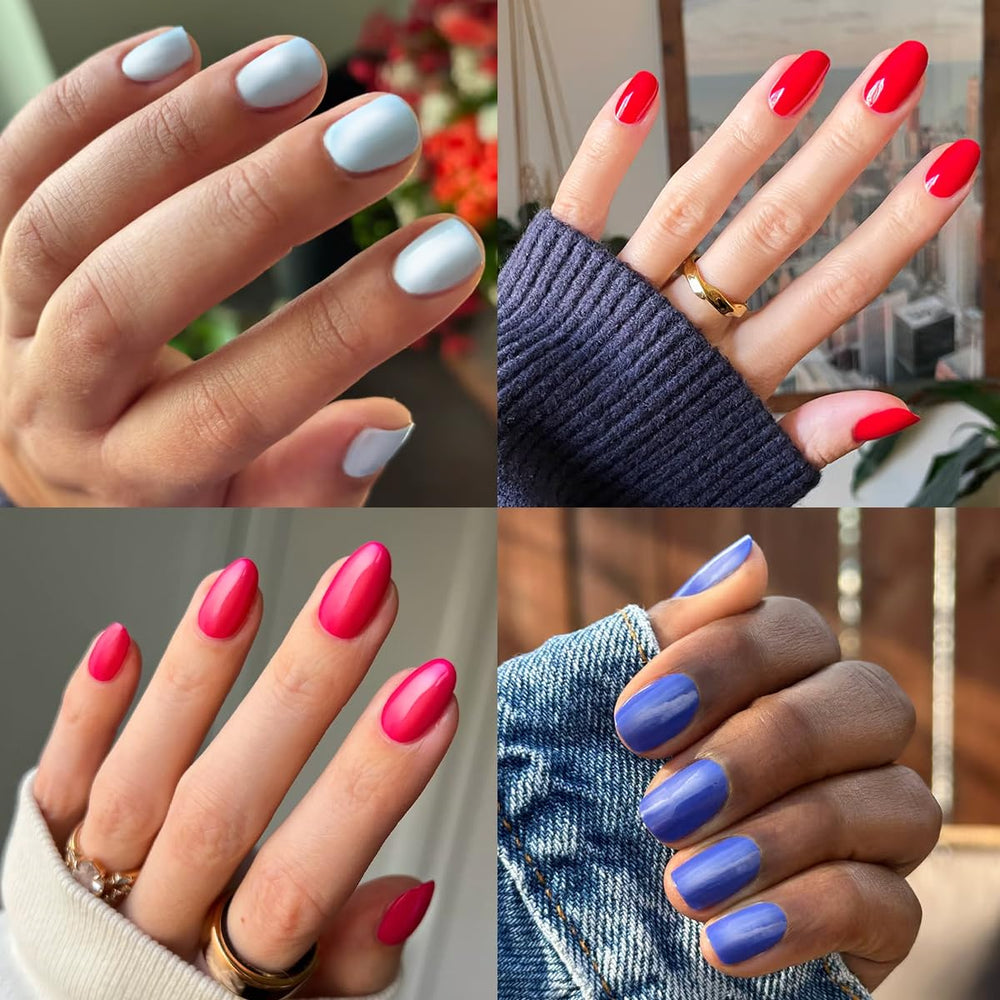 Row of Olive & June polish swatches showcasing rich, long-lasting colors