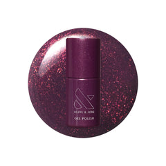 Olive & June front bottle showing glitter purple shade and long-wear benefit