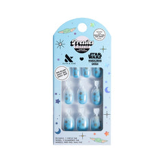 Olive & June front packaging showing Mandalorian and Grogu themed kid press-on nails and contents