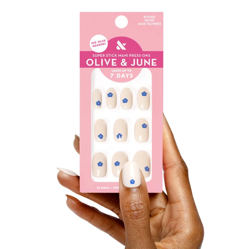 Olive & June front packaging showing Mod Flowers design and kit contents benefits