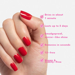 Olive & June glossy finished manicure on hands, long-lasting high shine benefit