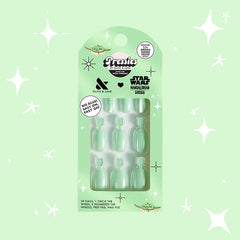 Olive & June Grogu Green Velvet nail close-up highlighting color and texture