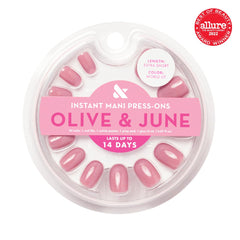 Olive & June mauve press-on close-up highlighting realistic polish finish and subtle sheen