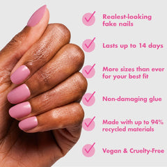 Olive & June nail curve detail demonstrating natural fit and comfortable wear on nail bed
