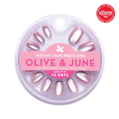 Olive & June array of 42 press-ons laid out to show 21 sizes benefit