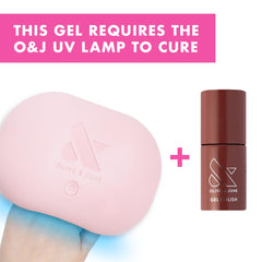 Pedicure on toes with JJ Cinnamon Brown illustrating Olive & June durability benefit