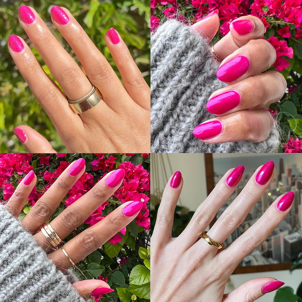 Applying Olive & June polish on fingernail demonstrating easy at-home use