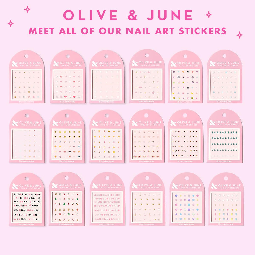 Olive & June lifestyle shot with finished nails showcasing fandom-ready manicure