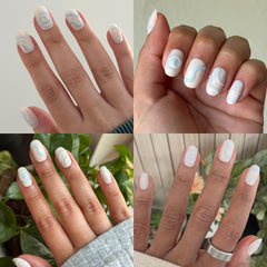 Olive & June side profile of nail curvature for natural-fit, seamless edge