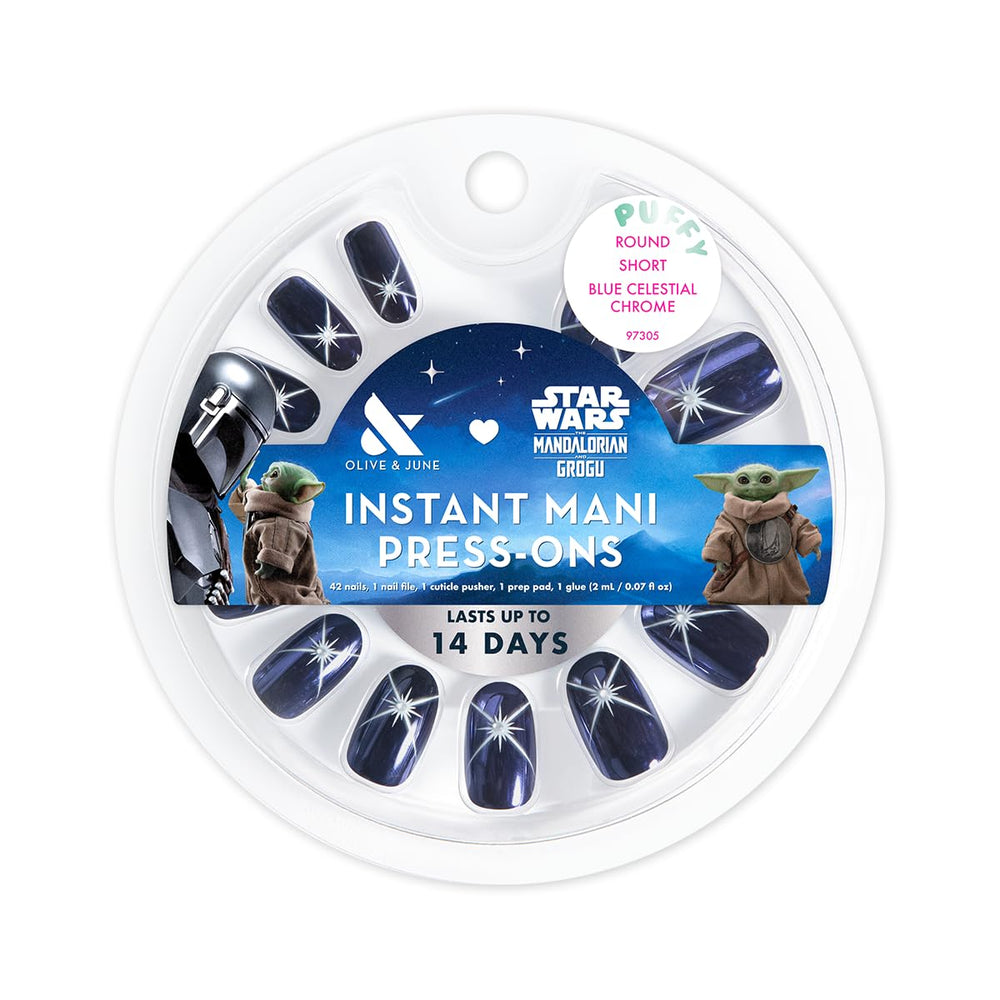 Olive & June arranged 42 press-on nails displaying 21 inclusive sizes for precise fit