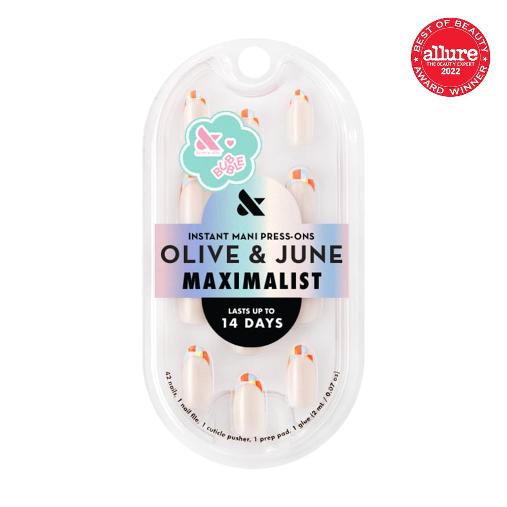 Olive & June arranged 42 nails display for size selection benefit: find perfect fit quickly