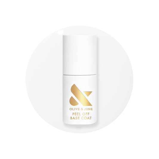 Olive & June front bottle shows branding and easy peel benefit