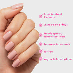 Olive & June Poodle Pink applied on fingernails showing salon-quality result