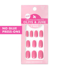 Olive & June nail close-up highlighting curve and glossy realistic finish benefit
