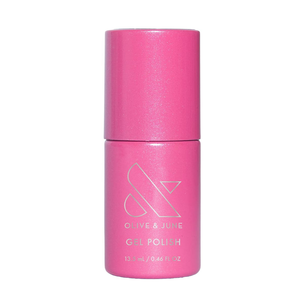 Olive & June Signet Pink bottle front view showing shade and glossy finish