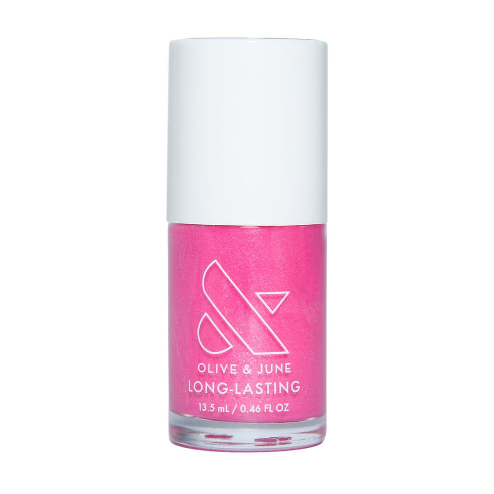 Olive & June front bottle shot showing Signet Pink shade and sleek packaging