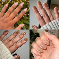 Olive & June Pop Fizz applied on fingernails delivering glamorous long-wear sparkle