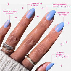 Olive & June polish texture close-up illustrating high-gloss, smudgeproof finish