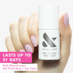 Olive & June top coat cap and brush detail for precise application benefit
