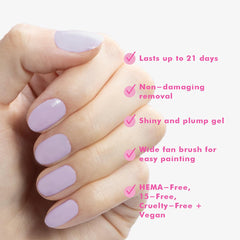 Olive & June gel polish curing under LED lamp showing fast, professional curing benefit